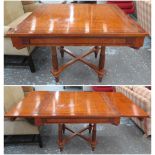 DINING TABLE, pollard ash and inlaid extending with fold away leaves, 78cm H x 111cm x 111cm,