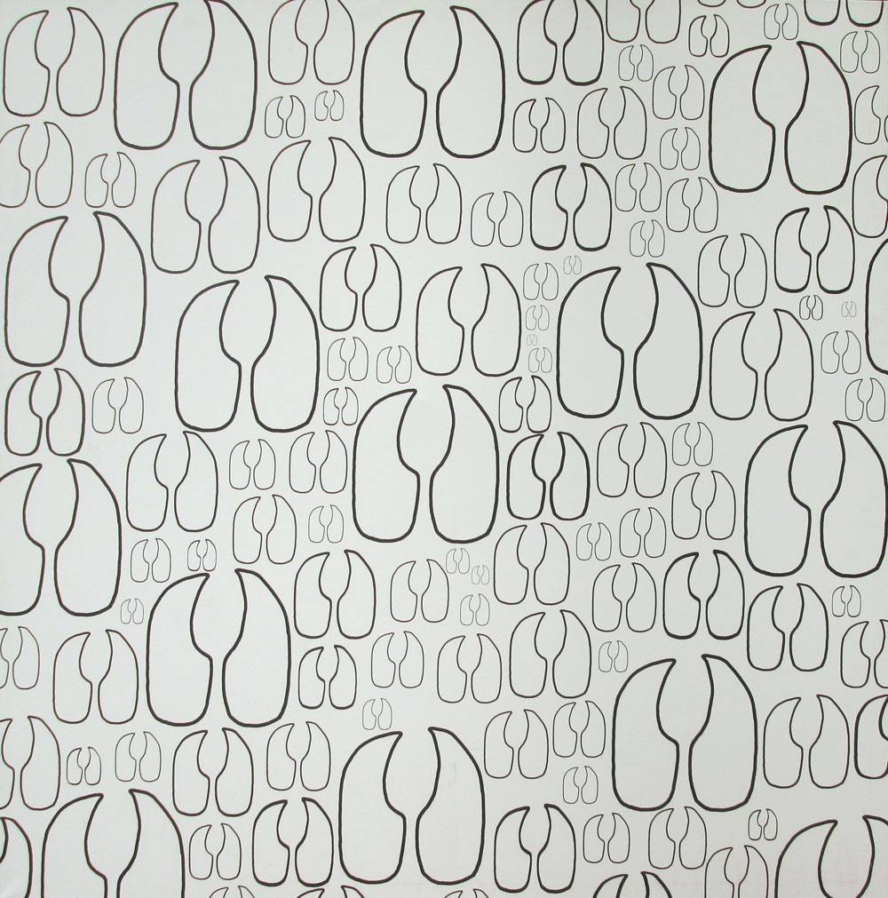 MONOCHROME HOOVES, screenprint on canvas, 144cm x 144cm.