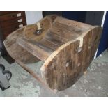 ROCKING SEAT, pine of simplistic plank design, 86cm W x 75cm H.