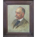 FRED MILLER, portrait 'for Betty' oil on board, 41cm H x 35cm, signed and framed.