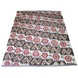 IKAT DESIGN KILIM, 254cm x 209cm, in a fusion of contemporary colours.