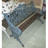 GARDEN BENCH, Victorian cast iron of grape and vine design, newly slatted wooden seat,