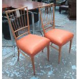 DINING CHAIRS, a set of eight, mid 20th century with newly re-upholstered stuff over seats, 52cm.