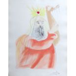 SALVADOR DALI, 'King David' original etching in colours, 1975, signed in pencil, 63cm x 43cm,