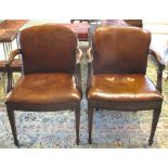 LIBRARY ARMCHAIRS, a pair,