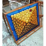 MICHAEL OLIVER, 'Apples', acrylic/oil on canvas, 78.5cm x 98.5cm, protruding frame - depth 12.