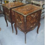 BEDSIDE COMMODES, a pair, French style, with a side drawer, 57cm W x 80cm H x 46cm W.