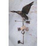 WEATHER VANE, in metal of a flying goose, 100cm H.