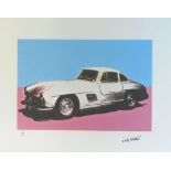 ANDY WARHOL, 'Mercedes Gulwing' lithograph in colours signed, 30.5cm x 40cm framed.