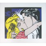 ROY LICHTENSTEIN (1923-1997), 'Kiss II' circa 1962, framed, 70cm x 80cm.