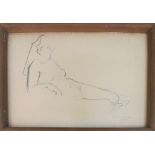 LOUIS KAHAN (1905-2002) Nude Study, pencil, 20cm x 29cm framed.