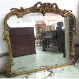 OVERMANTEL, Victorian giltwood and gesso with arched plate under a palmette crest and scroll border,