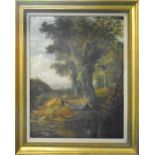 19TH CENTURY BRITISH SCHOOL, 'Stag beside an Oak Tree' and 'Tired of Grazing', oils on canvas,