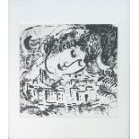 MARC CHAGALL, 'Le village' lithograph, 20cm x 19cm.