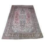 FINE KASHMIR SILK CARPET, 380cm x 186cm, sky blue medallion,