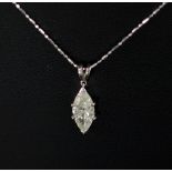 NECKLACE, with 14k marquise set diamond pendant of approx 1.6cts.