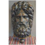 WALL MASK, cast iron of Zeus, 54cm H x 24cm.