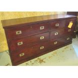 BANK OF DRAWERS, 19th century mahogany adapted with six short drawers and plinth base,