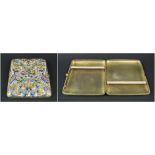 RUSSIAN CIGARETTE CASE, silver gilt with all-over interweaving floral design in coloured enamels,