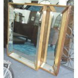 WALL MIRRORS, a pair, Continental, mid 20th century, with etched side panels and oak frames,