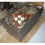 PINBALL LOW TABLE, with stainless steel case and supports,