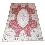 FINE AUBSSON NEEDLEPOINT CARPET, 269cm x 172cm, traditional rose designs.