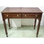 WRITING TABLE, Victorian mahogany with two drawers, 73cm H x 91cm W x 43cm D.