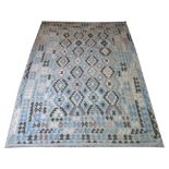 CONTEMPORARY KILIM, 308cm x 218cm, all over geometric polychrome design.