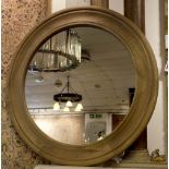CIRCULAR MIRROR, vintage oak with bevelled plate and deep frame, 120cm.
