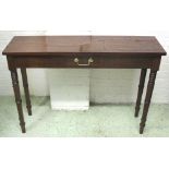 HALL TABLE, Regency mahogany of shallow proportions with single drawer, 73cm H x 105cm W x 30cm D.