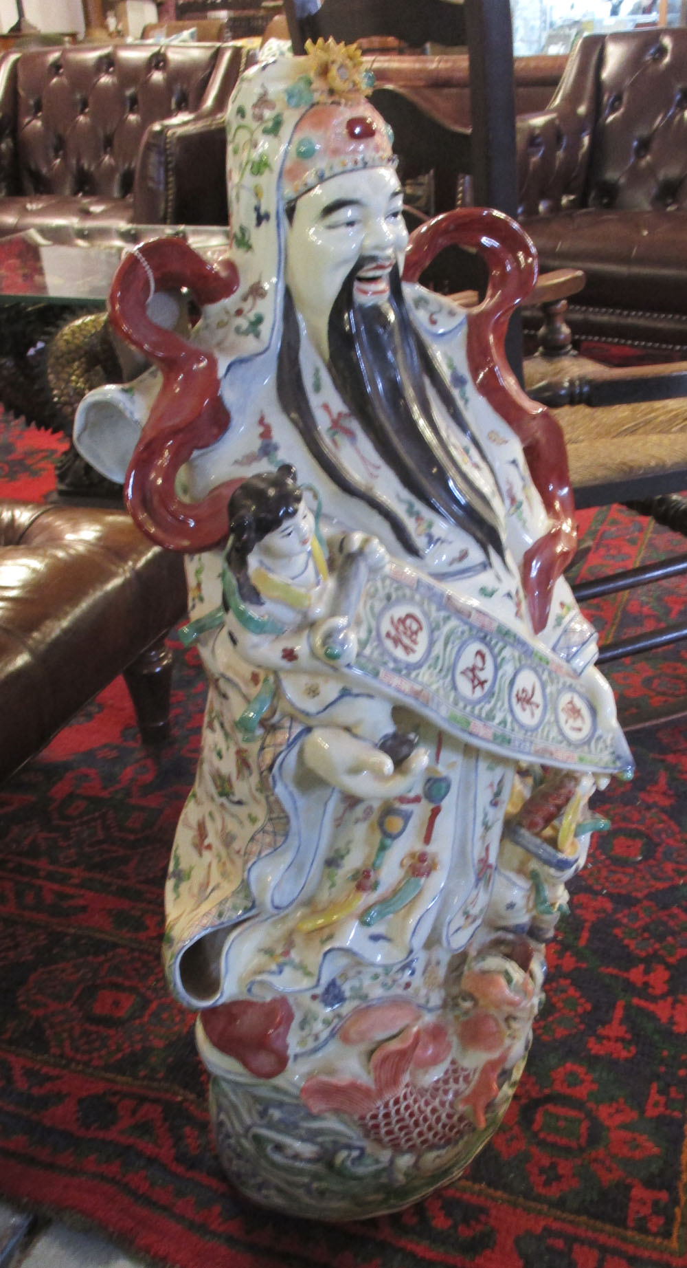 CHINESE DEITY FIGURE, 21st century Oriental ceramic, 84cm H.