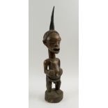 SONGYE FETISH FIGURE, carved wood with horn to head and snake belt,