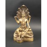 SEATED GODDESS FIGURAL BRONZE, in the manner of Lak Shmi, 31cm H.