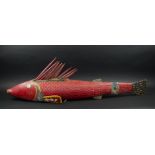 FISH MARIONETTE HEADDRESS, Bamana people, carved and painted wood with moveable tail and fins,