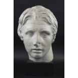 BUST, a Classical bust copy of a young man on a plinth base, 51cm H.
