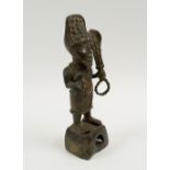 BENIN BRONZE GUARDIAN FIGURE, of traditional form, 22.5cm H.