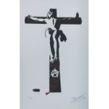 ZIEGLER, 'No God, No Mas', lithograph, signed, framed, serial number 14/100, 57cm x 38cm.