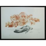 PATRIC BRUNET (contemporary), 'Colin Chapman', lithograph, 51cm x 66cm, signed by Clive Chapman,