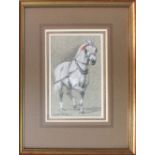 RAOUL MILLAIS (British, 1901-1999), 'Carriage Horse', pastel and pencil, signed, 15cm H x 9cm W,