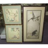 XIX CENTURY CHINESE SCHOOL, series of three, 'Cherry Blossoms' and 'Geese', photoprints,