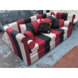 SOFA BED, bespoke Italian made in a licorice allsort of red,