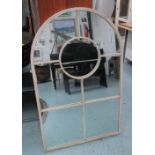 WALL MIRROR, dome top architectural design with metal frames, 124cm H x 80cm.