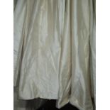 CURTAINS, three pairs Champagne silk, lined, one pair,