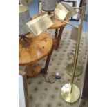 FLOOR READING LAMPS, a pair, adjustable, brass recently rewired, 116cm H.