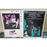 ROLLING STONES POSTERS, a pair, 'Dirty Work' and 'Tattoo You', 60cm x 45cm, unframed,