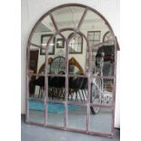 WALL MIRROR, arched architectural mirrored, 124cm H x 92cm.