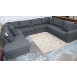 SOFA, U shaped of large proportions in grey fabric, 260cm x 350cm W.