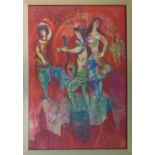 AFTER MARC CHAGALL (Russian-French, 1887-1985), 'Red Circus', print, 100cm x 65cm,