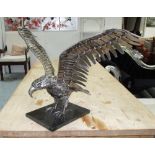 EAGLE, in a Machine Aesthetic, bespoke made in grey steel on a black marble base,