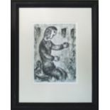 MARC CHAGALL, 'Et sur la terre' original etching, 1 of the series of 25 printed on Japon paper,